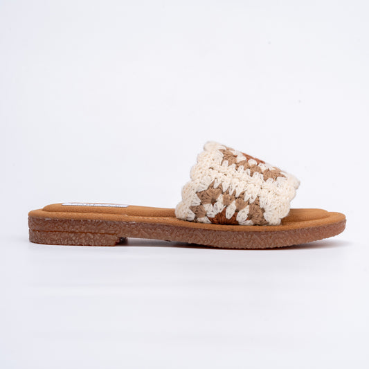 It's Casual Only - Beige Crochet Flats
