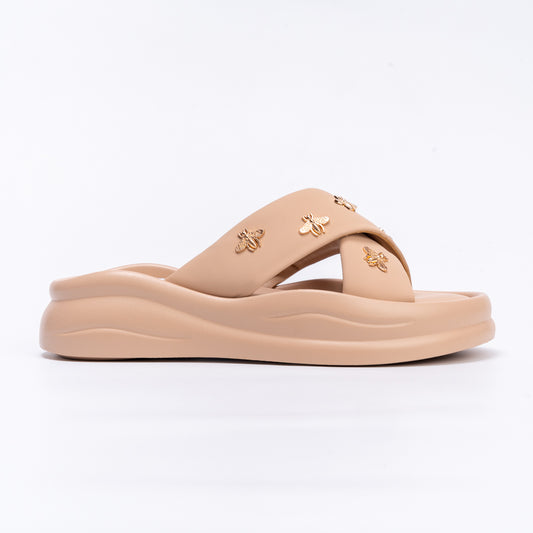 Bee-lieve In Yourself - Beige Cross Slides