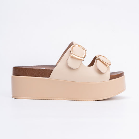 Cocooned In Comfort - Beige Casual Platform Heel