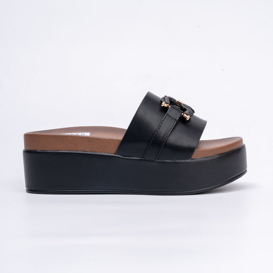 Couch Potato - Black Casual Platform Heel