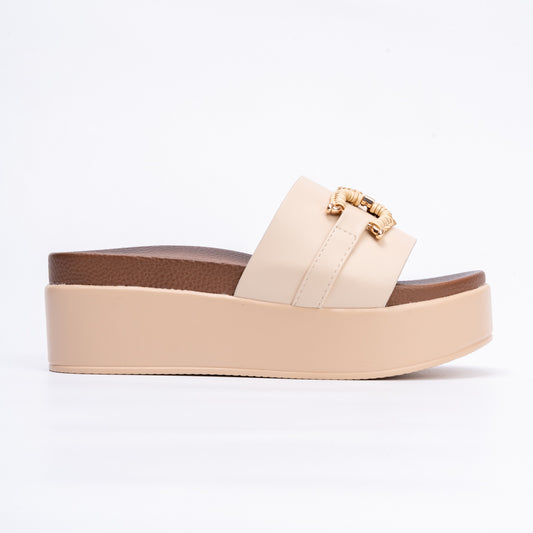 Couch Potato - Beige Casual Platform Heel