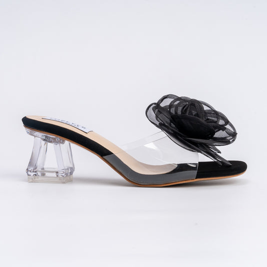 Blushing Floral Muse - Black Casual Slipper