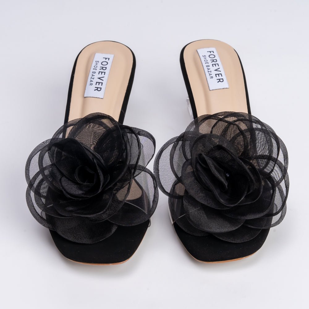 Blushing Floral Muse - Black Casual Slipper - view 4