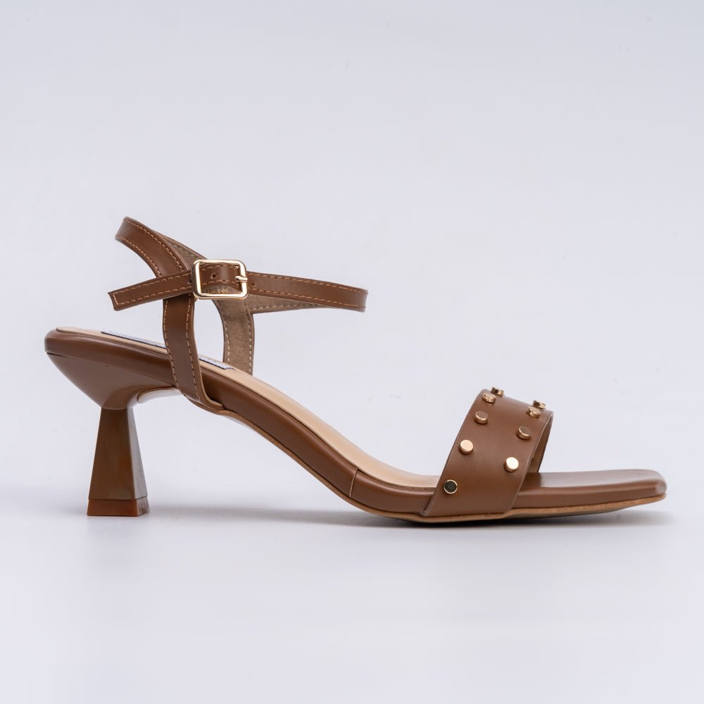 It's Giving Chique - Tan Studded Heels - view 2