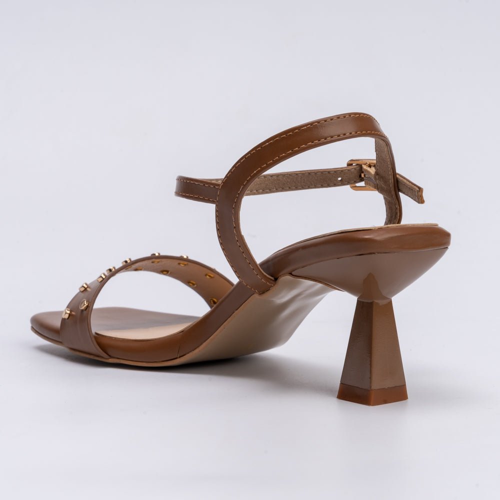 It's Giving Chique - Tan Studded Heels - view 4