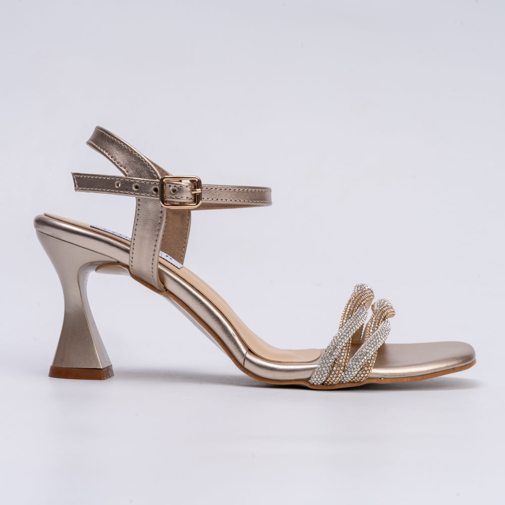 And We Twist Gold Partywear Rhinestone Heels