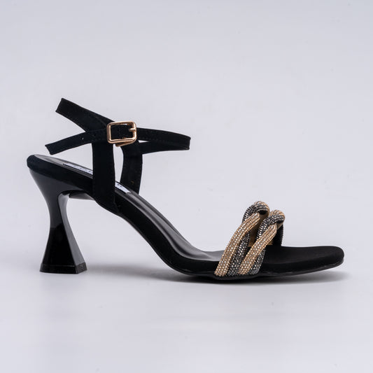 And We Twist - Black Partywear Rhinestone Heels
