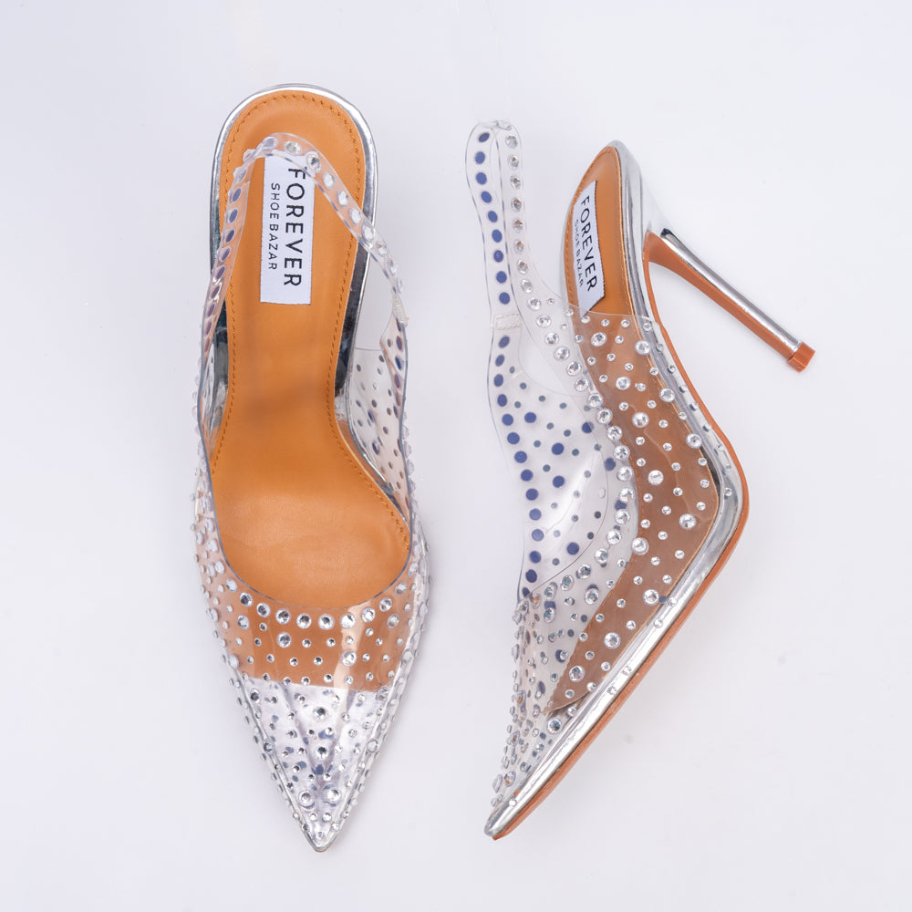 Sexy Cindrella - Silver Party Heels - view 6