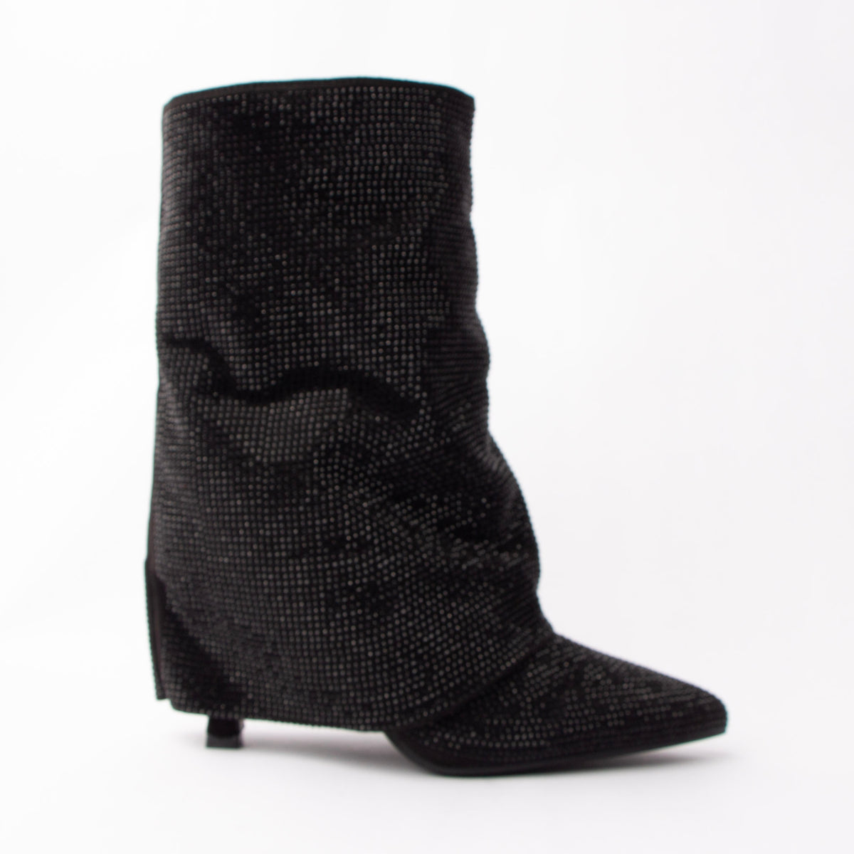 Midnight Fold - Black Embellished Ankle Boots
