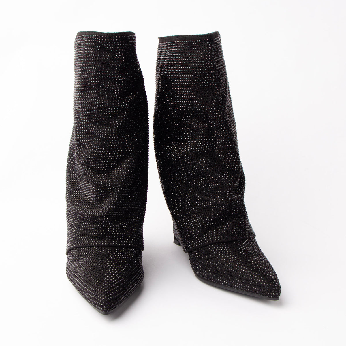 Midnight Fold - Black Embellished Ankle Boots - view 4