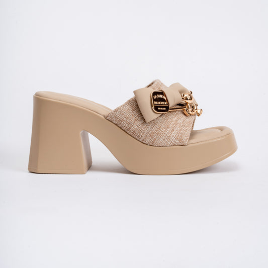 Awesome Bowsome - Beige Everyday Block Heels