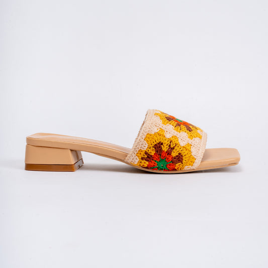Bohemian Bliss - Beige Crochet Slide-on