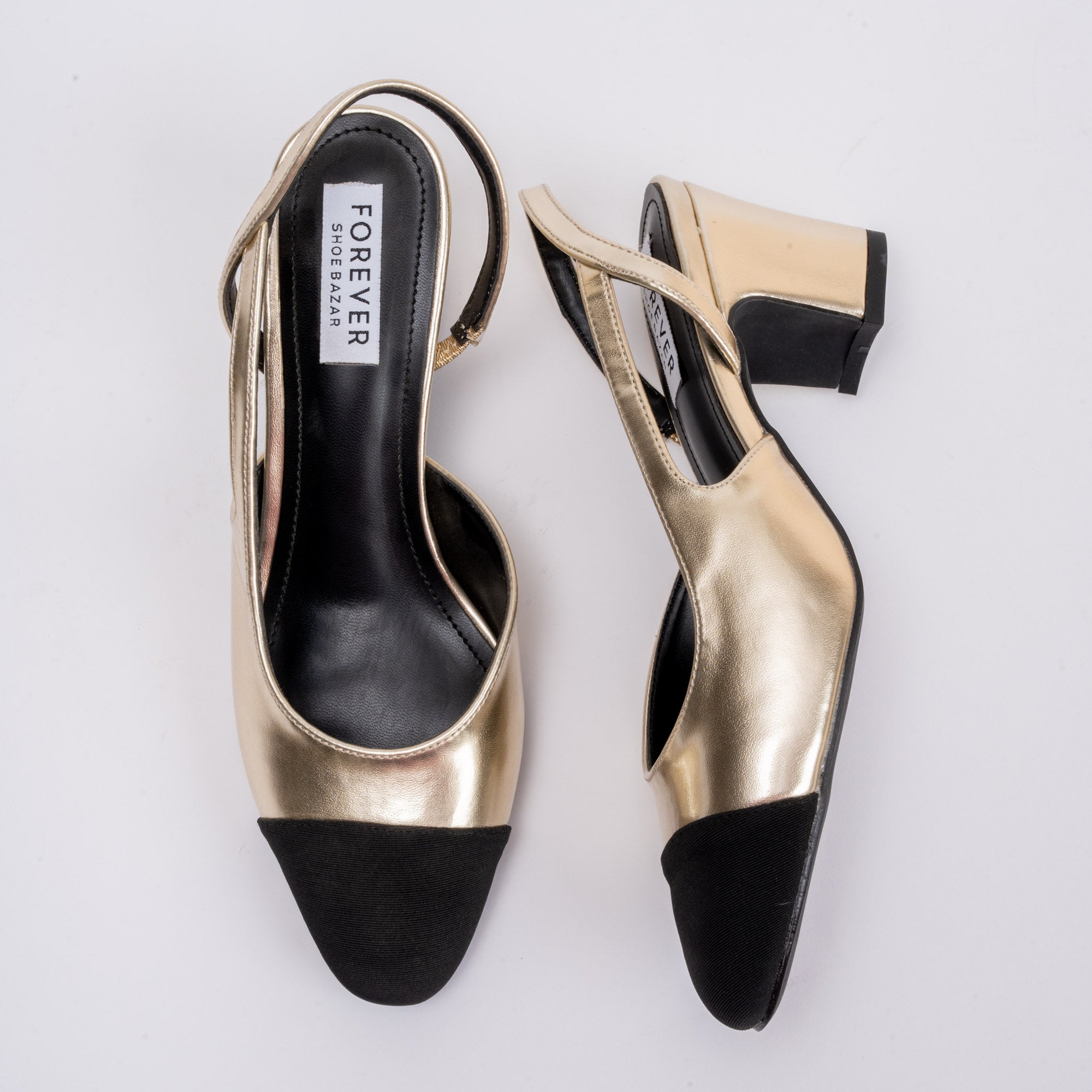 Cosmic Charisma- Black & Gold Partywear Block Heels - view 5