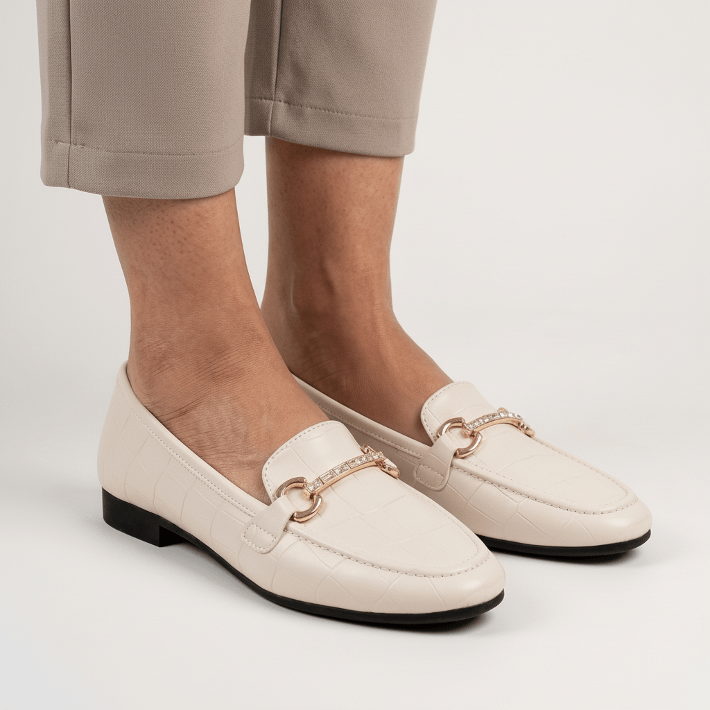 Bellagio Croc Bit Loafers - Beige