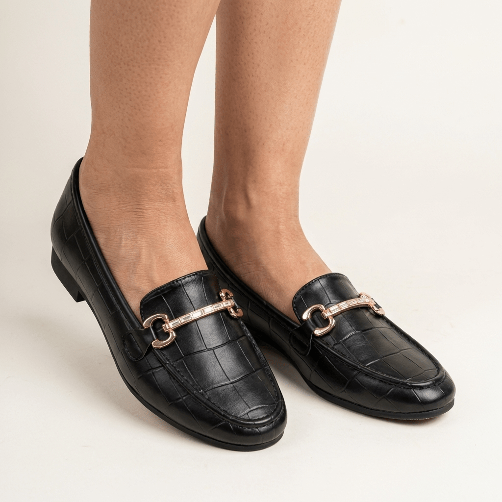 Bellagio Croc Bit Loafers - Black