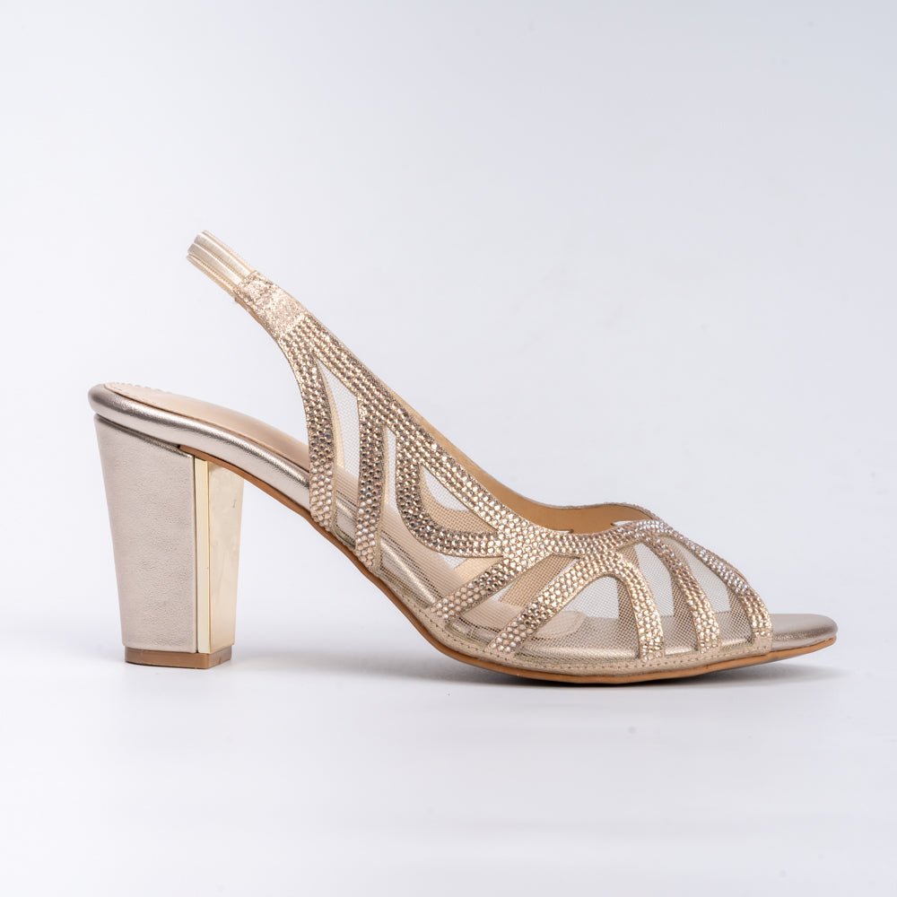 All Dolled Up Gold Partywear Sandal — Forever Shoe Bazar