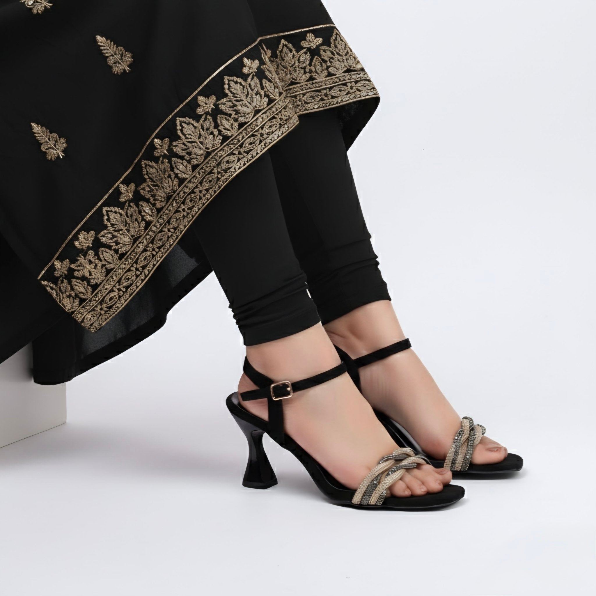 And We Twist Black Partywear Rhinestone Heels — Forever Shoe Bazar