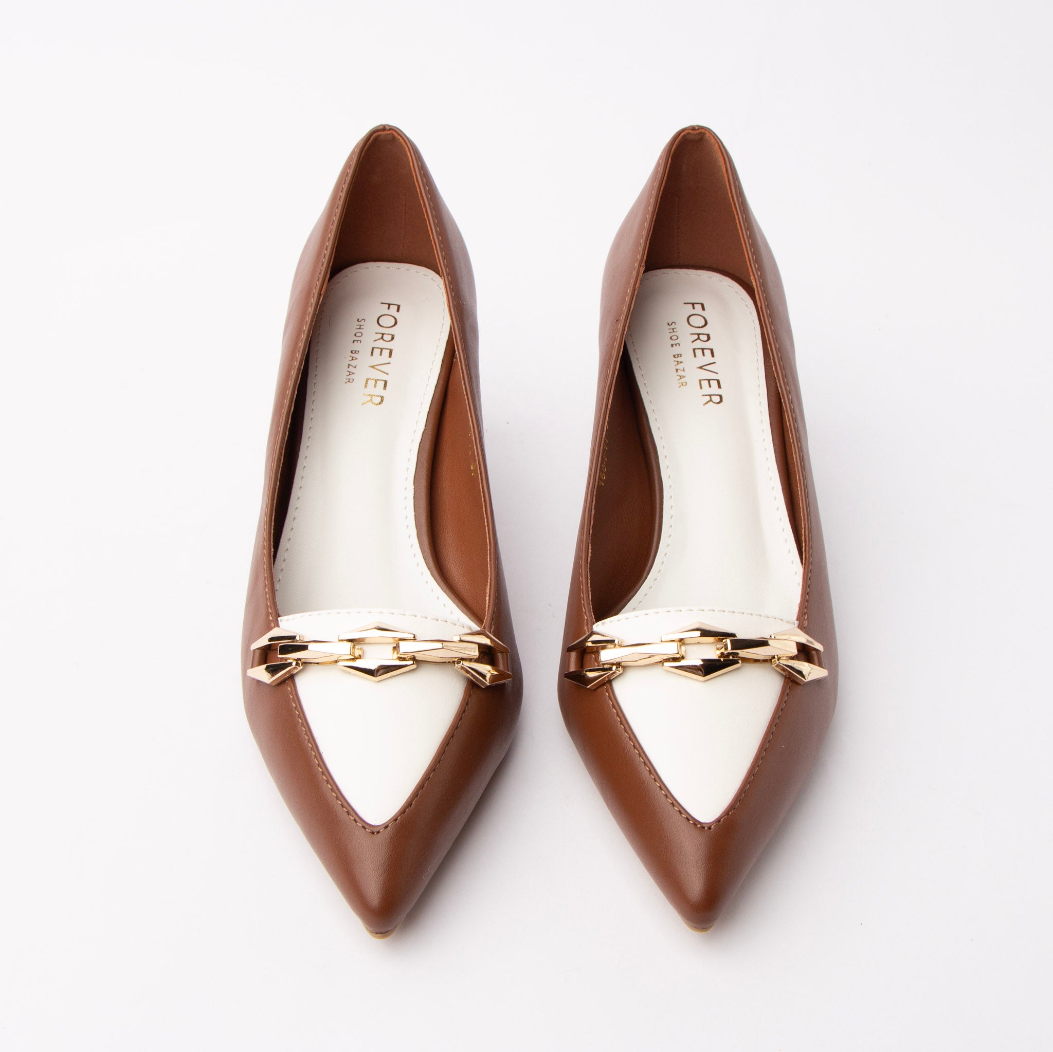 Brown chain link pumps for women – Forever Shoe Bazar