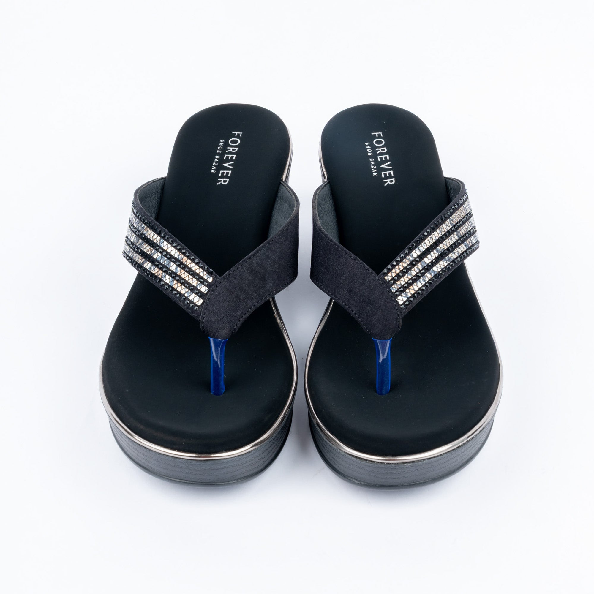 Black platform heel sandals styled for casual wear