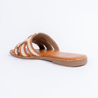 Tan flats for women with cushioned footbed, side view