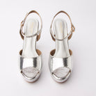 Silver peep toe platform heels for women – Forever Shoe Bazar