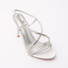 Silver sandals for women, three-quarter view