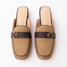 Brown woven loafer mules styled for everyday wear