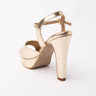 Gold peep toe platform heels for women – Forever Shoe Bazar