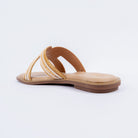 Beige flats for women with cushioned footbed, side view