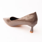 Grey pumps for women, back view showing the heel