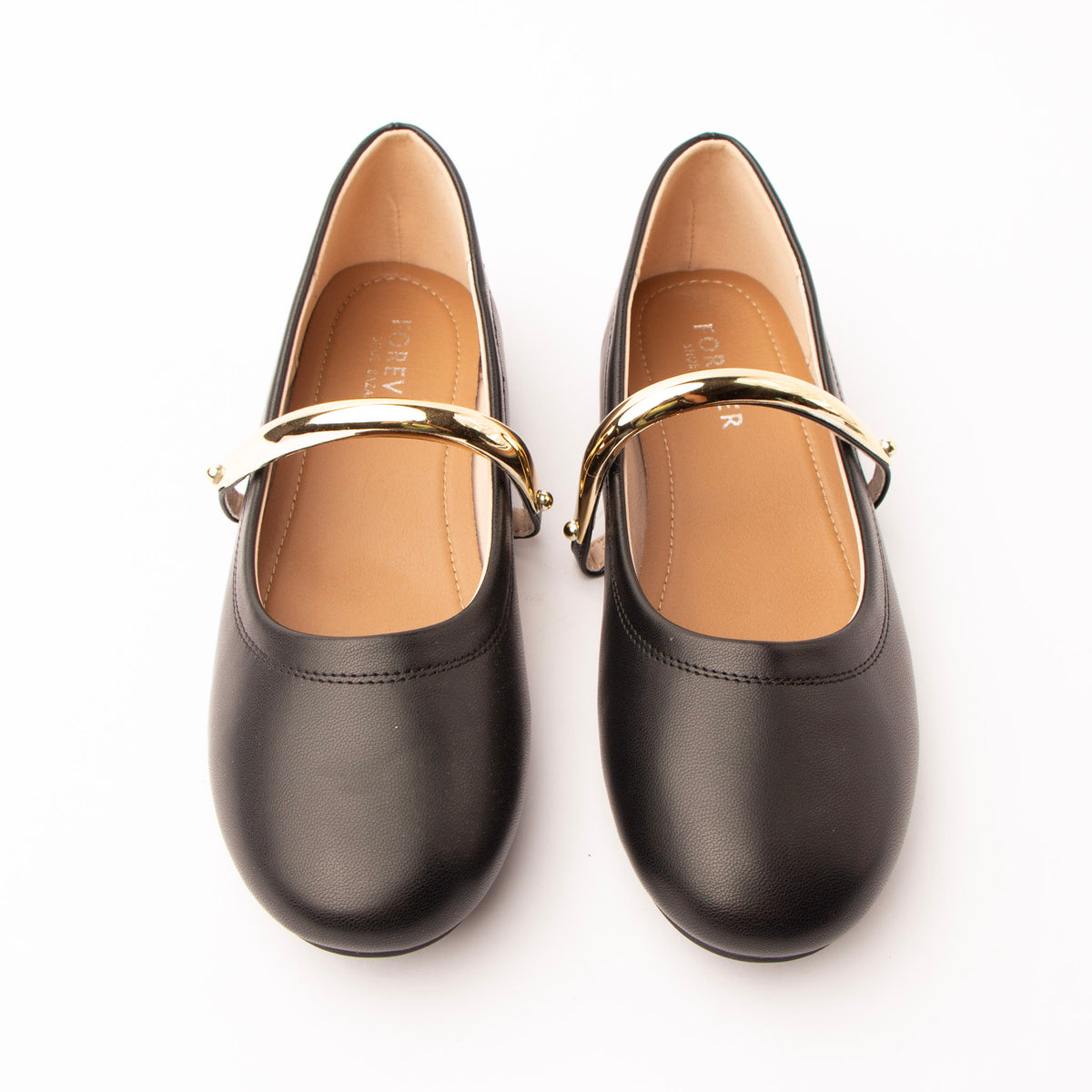 Black flats for women, both shoes from the front
