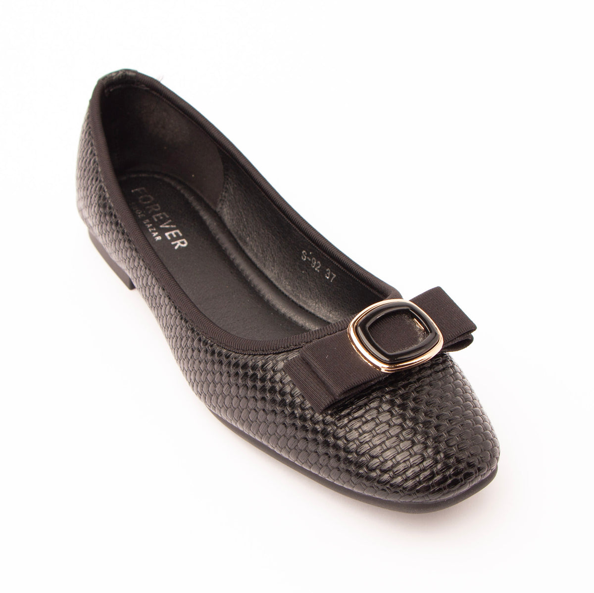Black woven ballerina flats for women - Forever Shoe Bazar