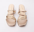 Gold criss cross strap mules for women – Forever Shoe Bazar