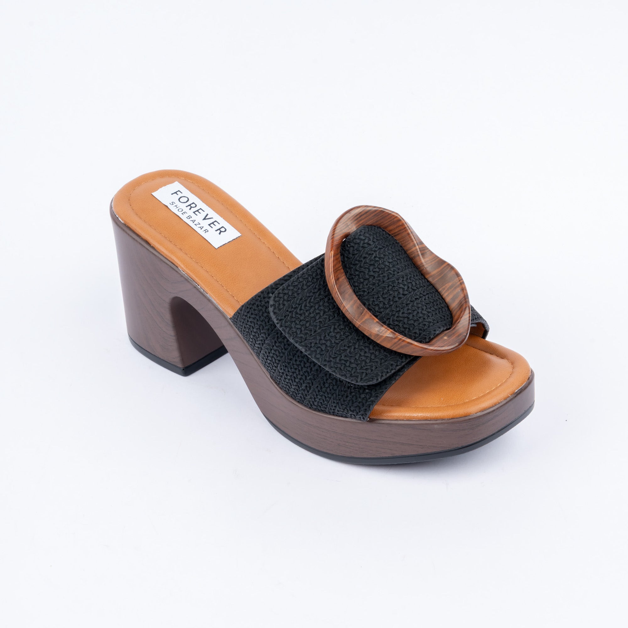 Black platform heel mules for women – Forever Shoe Bazar