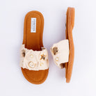 Beige ruched ballet flats for women – Forever Shoe Bazar