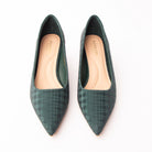 Green check print kitten heels for women – Forever Shoe Bazar