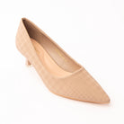 Beige check print kitten heels for women – Forever Shoe Bazar