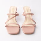 Pink mules for women, both shoes from the front