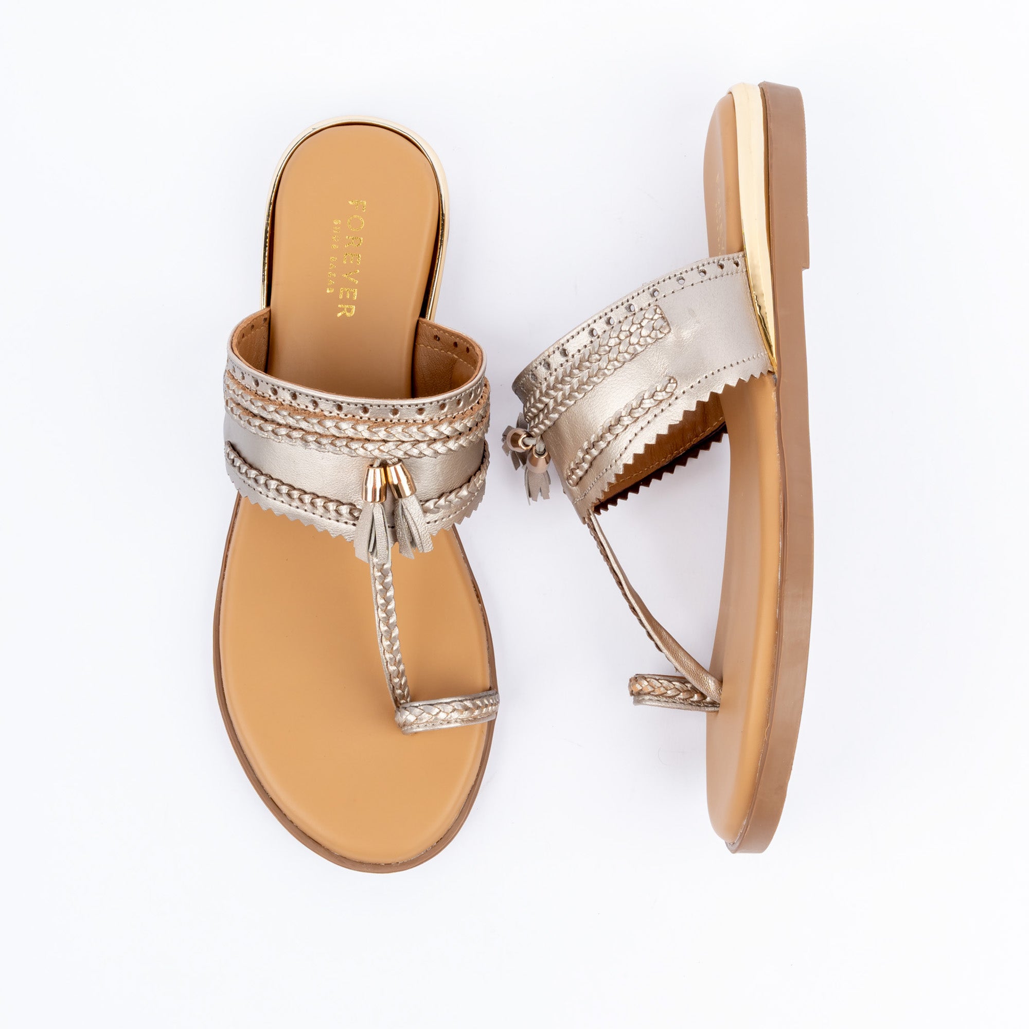Gold metallic ballet flats for women – Forever Shoe Bazar