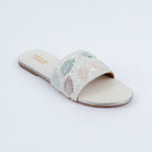White sequin ballet flats for women, delicate sequin and beadwork