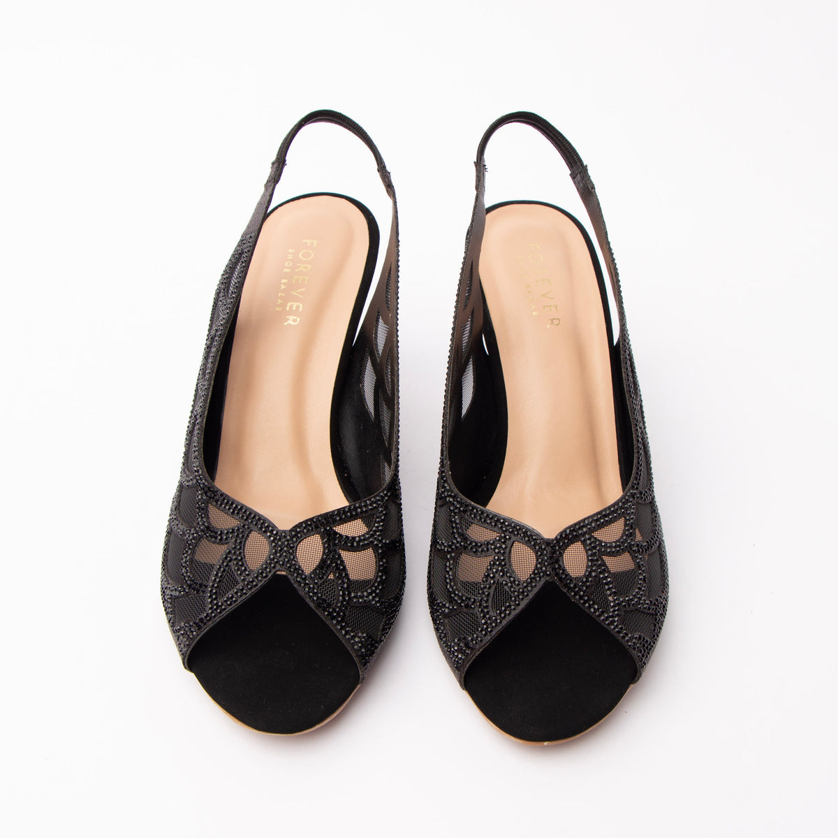 Black embellished slingback pumps for women – Forever Shoe Bazar
