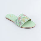 Sea Green sequin ballet flats for women, delicate sequin and beadwork