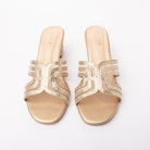 Gold block heel mules for women – Forever Shoe Bazar