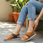 Forever Chic Two-Tone Crisscross Strap Brown Sandals