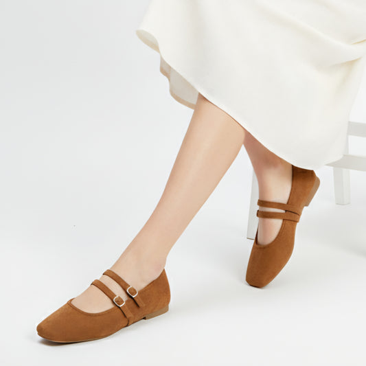The Florence - Khaki Flat Ballerinas