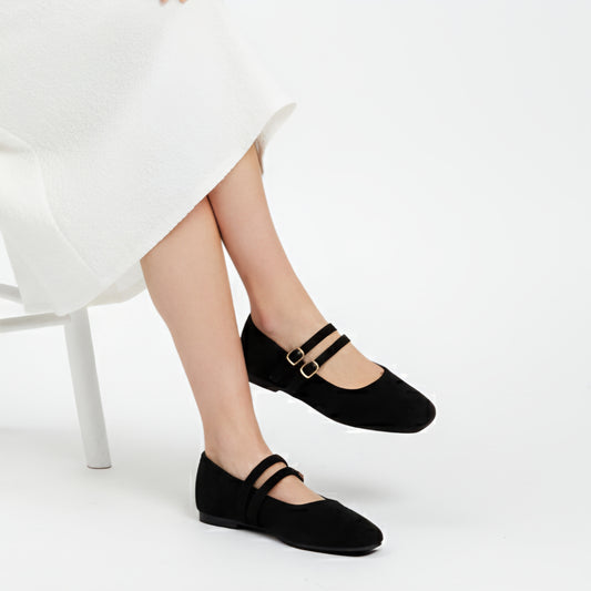 The Florence - Black Flat Ballerinas