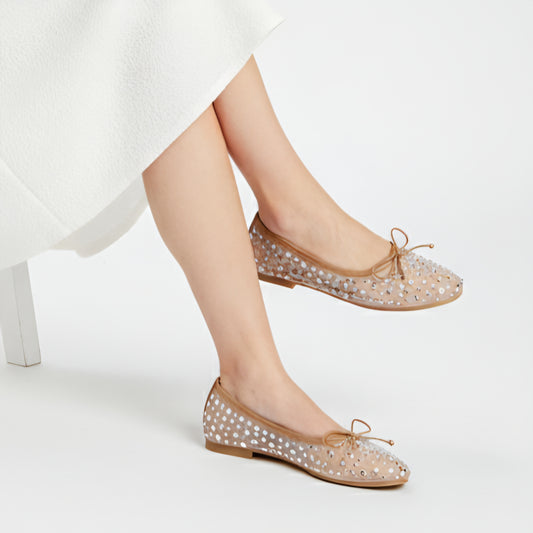 Sparkle Studded- Khaki Flat Ballerinas