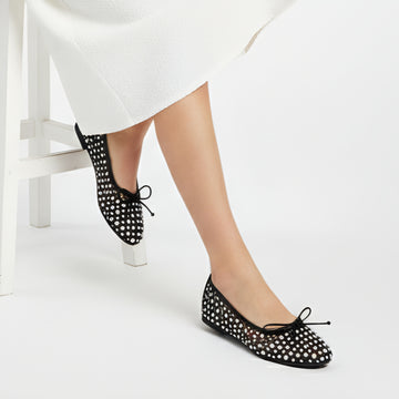 Sparkle Studded- Black Flat Ballerinas