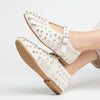 The Glam Studded - White Flat Ballerinas