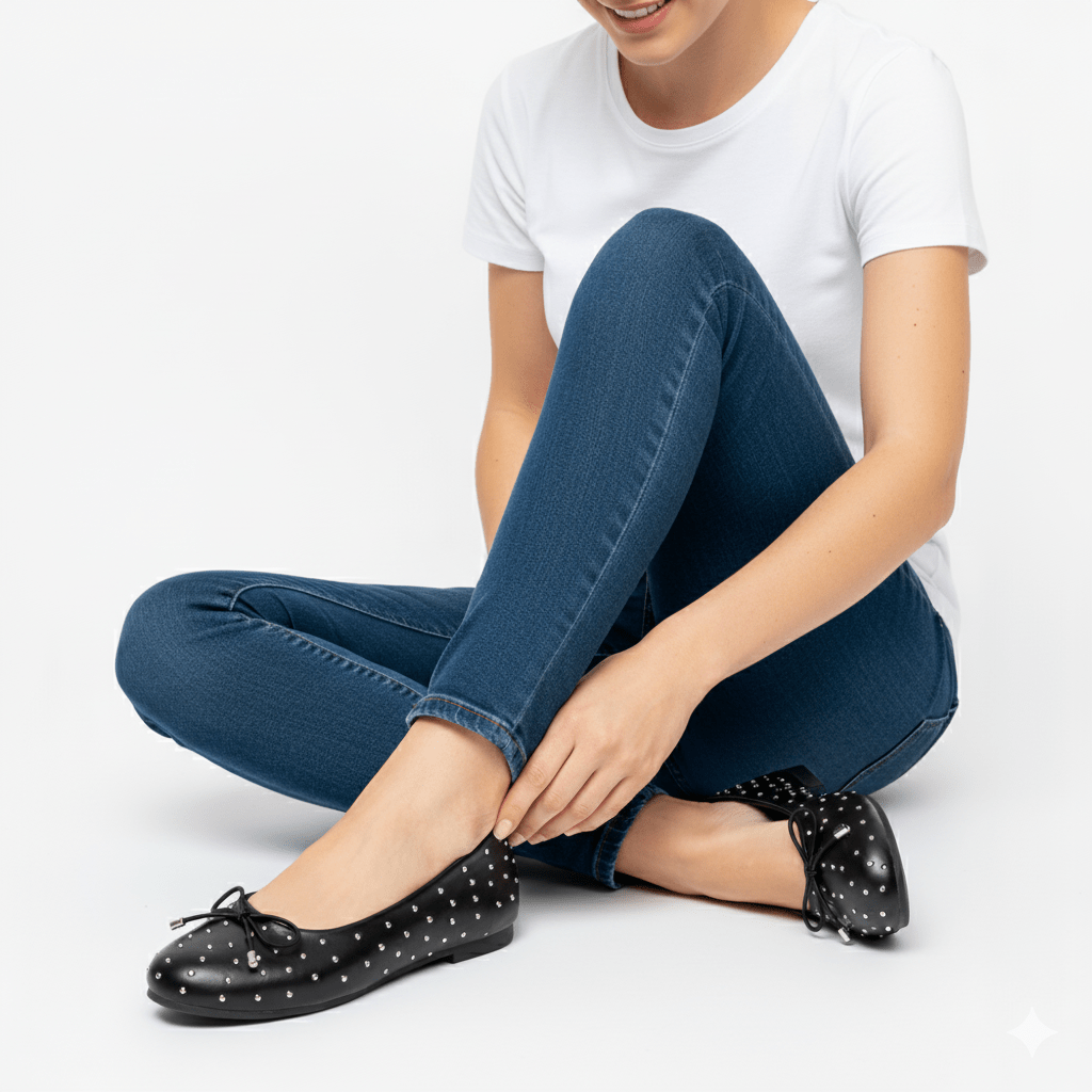 Serene Laser-Cut - Black Flats